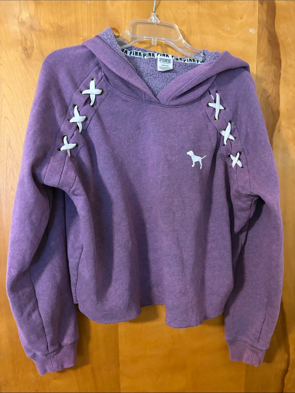 PINK Victoria's Secret Purple Lace-Up Hoodie Pullover